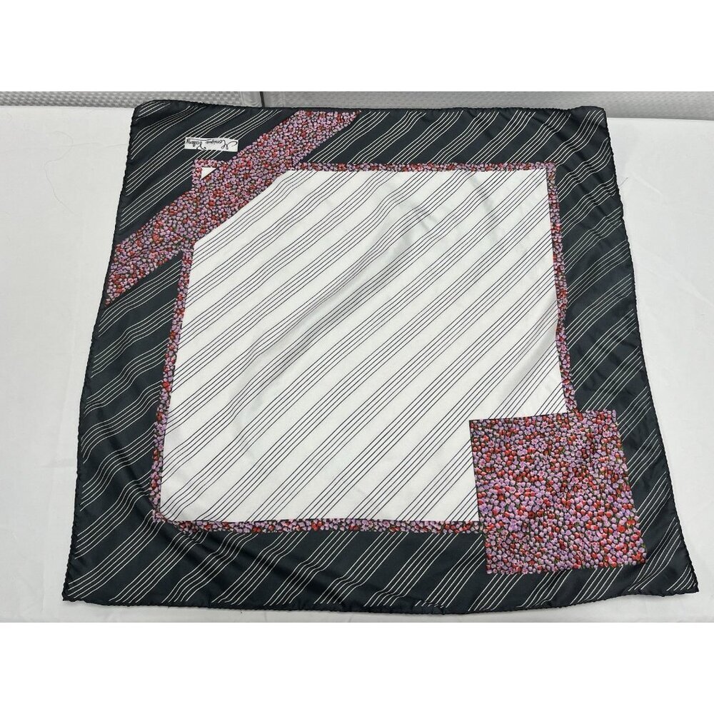VTG/Boho/Classic 60s Monique Valery Square Scarf gray/red/floral 🩶